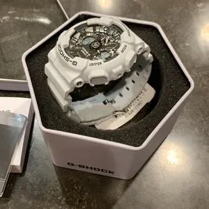 Women\'s G-Shock 5518 Analog-Digital White Resin Strap Watch Casio G-SHOCK 49mm Clear Resin Case and Band, Men main image 4